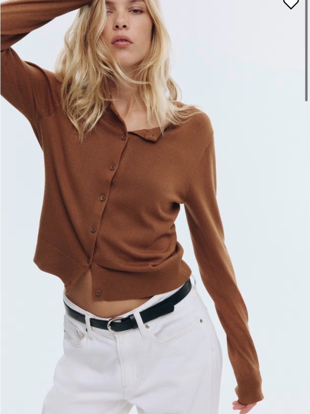 H&M Brown Button-Front Lightweight Cardigan